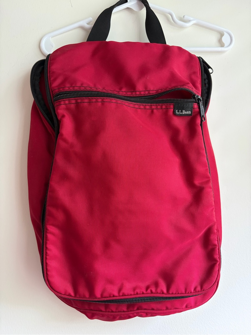 LL Bean 14” Organizer Toiletry Hanging Bag Red Travel Hook Camping Makeup